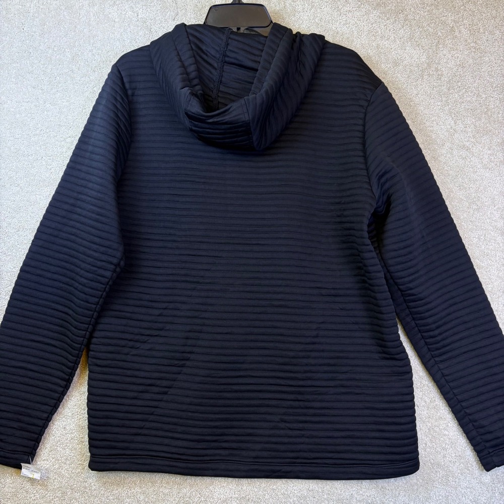 TITIN Knit Hoodie Men's Medium Black Ribbed Pullover Lightweight Pockets Gym NEW